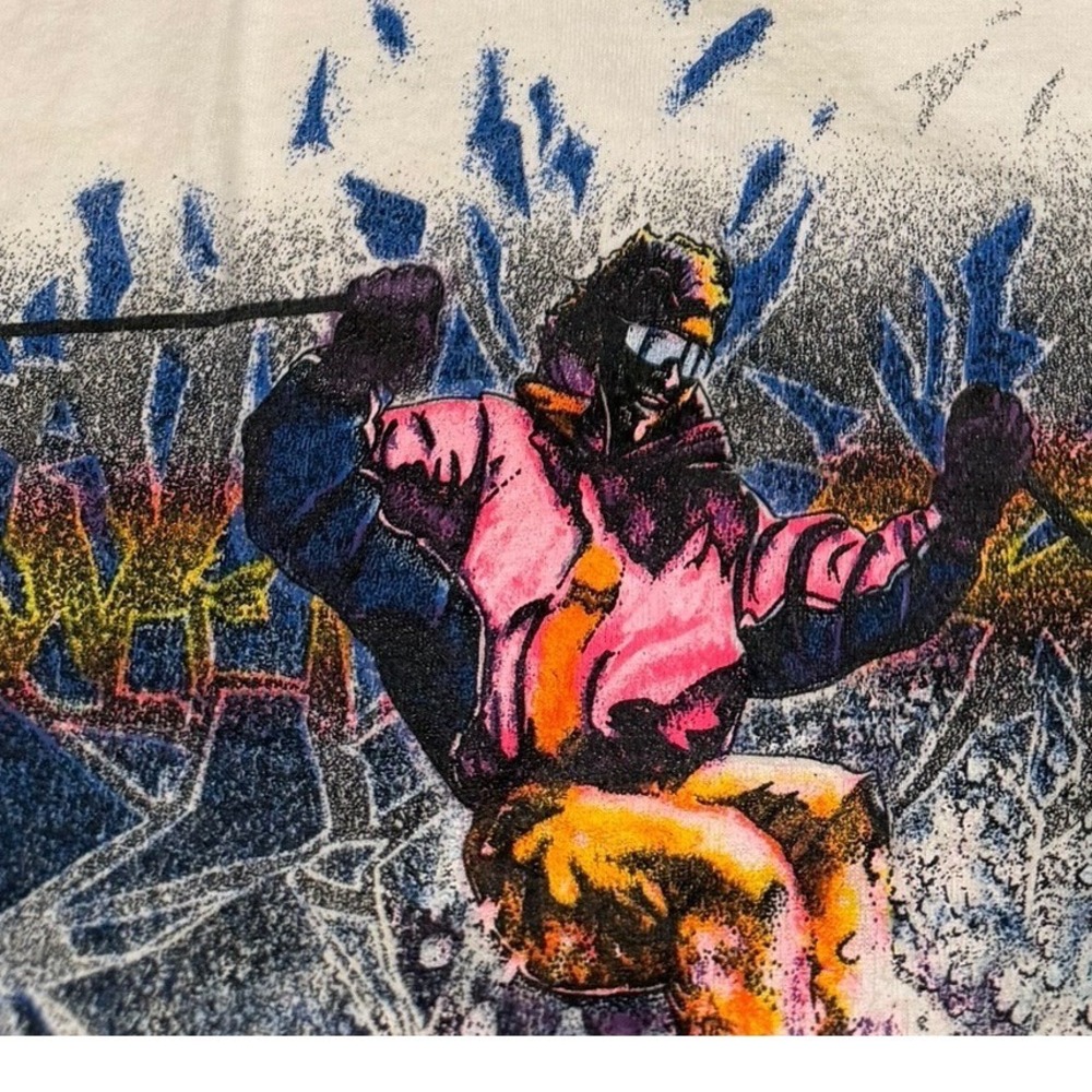 Vtg San Segal Beaver Creek Ski Tank Top Mens White Neon Graphic‎ 90s autographed - Picture 4 of 8